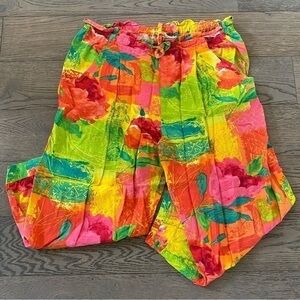 Jams World Tropical Print Straight Leg Cropped Pants